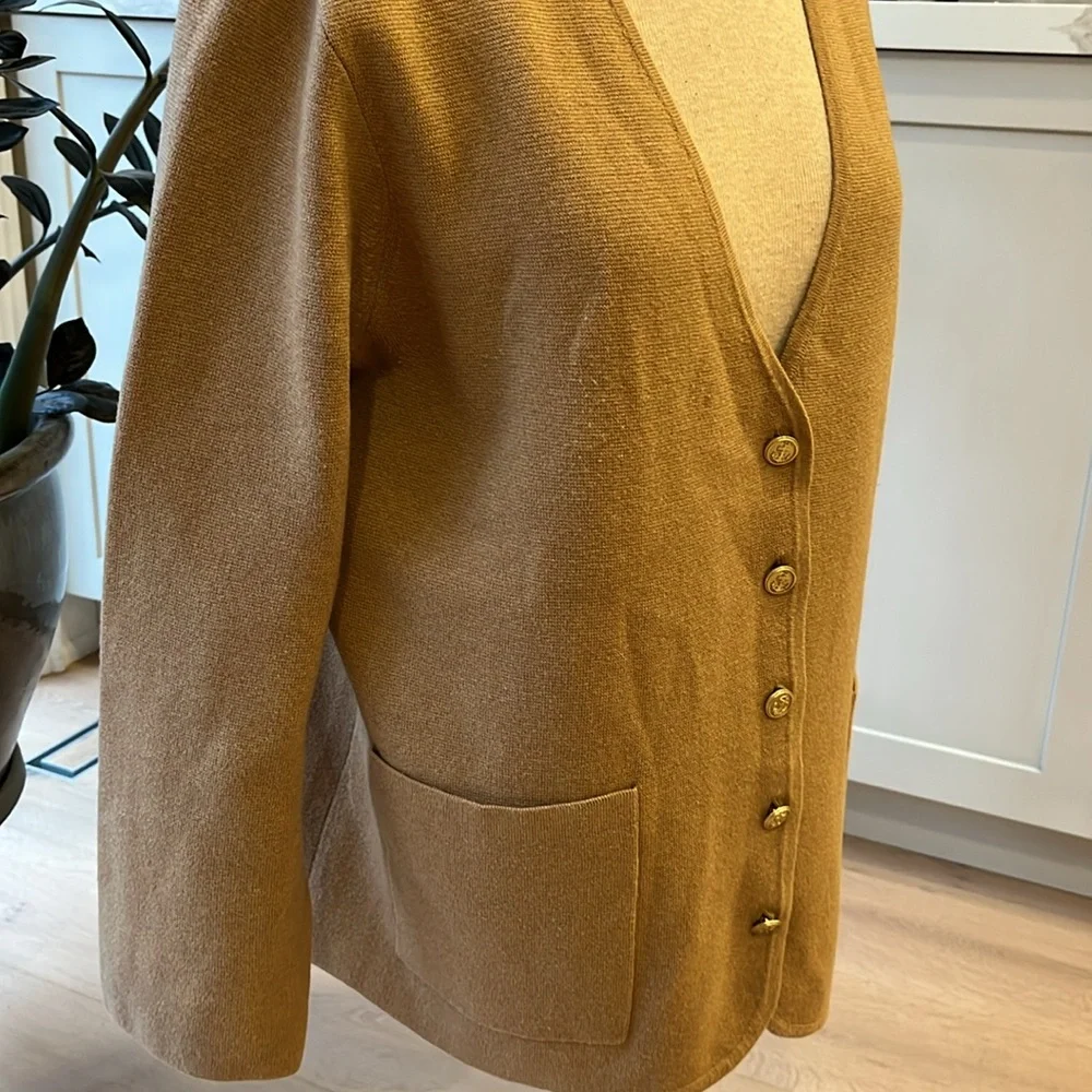J. Crew Camel Wool Blend Cardigan with Gold Buttons - Picture 7 of 12
